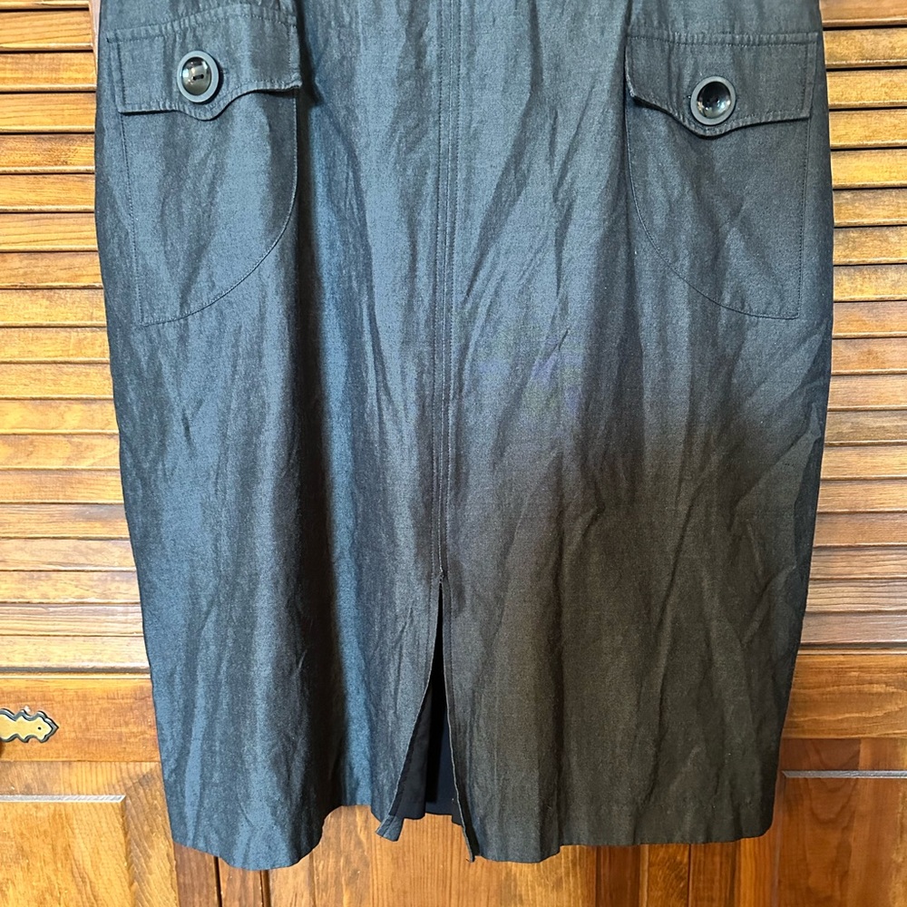 Oscar de la Renta grey and black silk mix sheath dress size large XL 16. - Picture 5 of 11